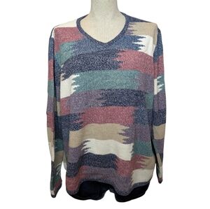 Vintage 90s Abstract Pattern Knit Sweater Women’s Size Unknown Fitted 2XL
